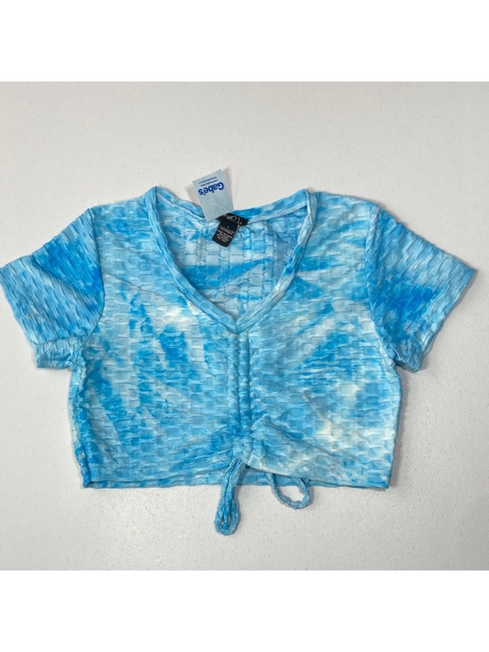 Rue21 top Tie dye print honeycomb top w stretch & cinch string athleisure